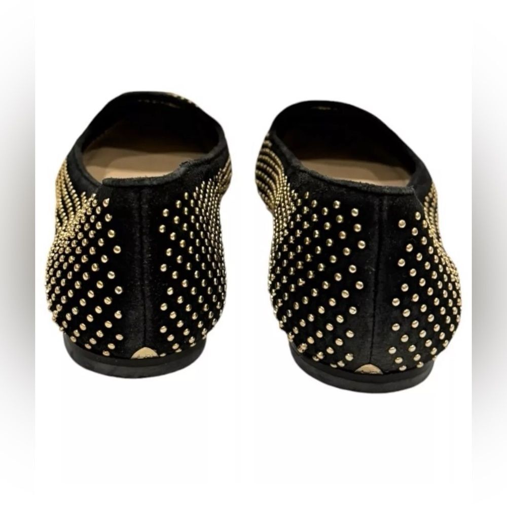 [Loeffler Randall] Black and Gold Studded Suede Flats Sz: 8.5B - Picture 2 of 11